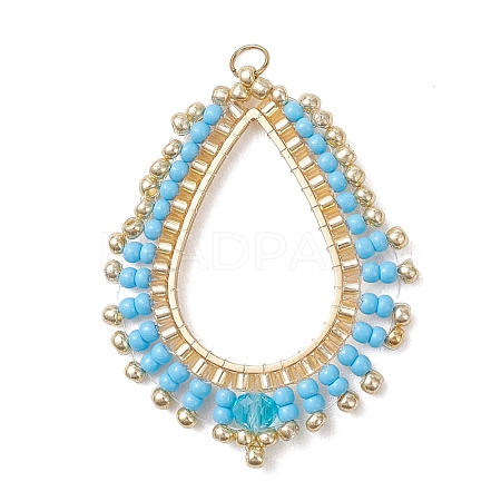 Glass Seed Beaded Pendnats PALLOY-MZ01361-02-1