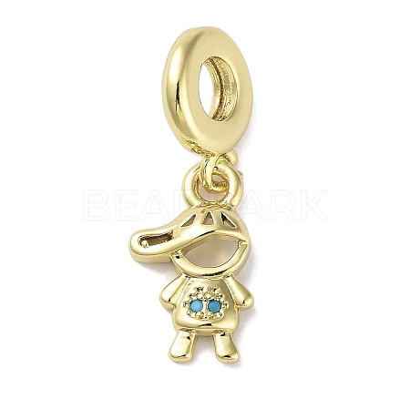 Rack Plating Brass Pave Cubic Zirconia European Dangle Charms KK-R163-08A-G-1