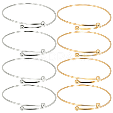 10Pcs 2 Colors Adjustable 304 Stainless Steel Wire Cuff Bangle Making MAK-BBC0001-14-1