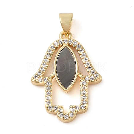 Brass Micro Pave Clear Cubic Zirconia Pendant KK-I712-60G-01-1