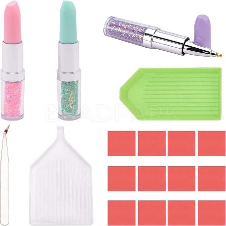 Lipstick Shape Plastic Nail Art Rhinestones Picker Pen MRMJ-FH0001-08-1