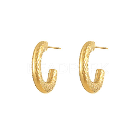 304 Stainless Steel Ring Stud Earrings GU2776-3-1