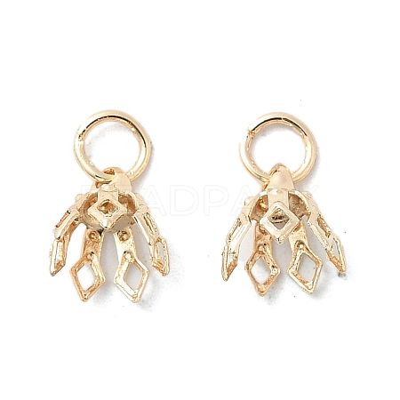 Flower Rack Plating Brass Filigree Bead Cap Bails KK-L102-27G-01-1