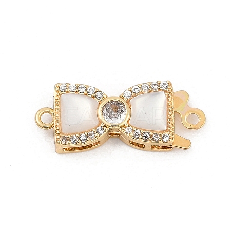 Brass Micro Pave Clear Cubic Zirconia Box Clasps KK-U051-01G-07-1