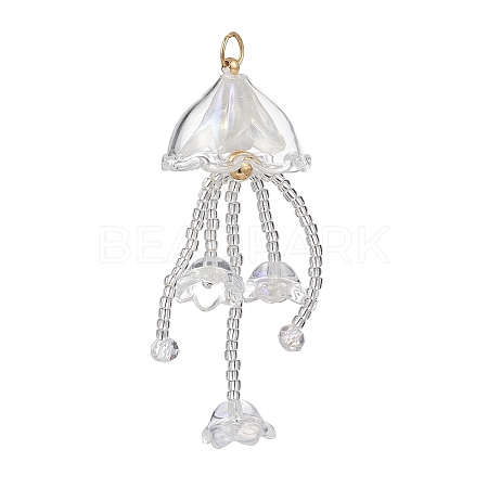 Glass Seed Beaded Jellyfish Big Pendants X-PALLOY-MZ01166-02-1
