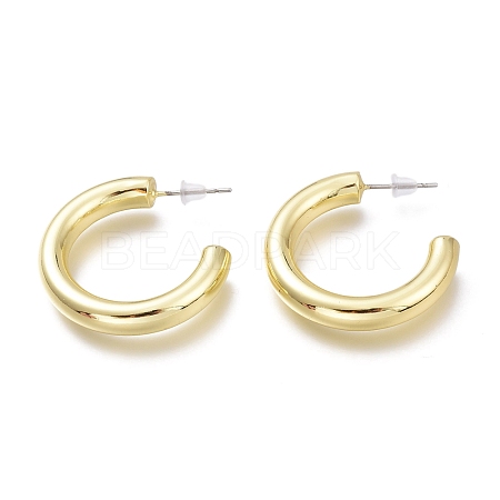 Brass Half Hoop Earrings EJEW-H104-07G-1