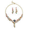 Twist Zinc Alloy Rhinestone & Glass Pendant Necklaces & Stud Dangle Earrings Sets FS-WGA0BF7-02-4