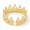 Ion Plating(IP) 304 Stainless Steel Crown Open Cuff Rings for Women RJEW-G275-08G-3