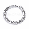 Tarnish Resistant Men's 304 Stainless Steel Diamond Cut Cuban Link Chain Bracelets BJEW-L673-002C-P-1