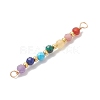 Chakra Natural Malachite & Yellow Opal & Amethyst & Carnelian & Lapis Lazuli & Rhodonite & Apatite Faceted Round Beaded Connector Charms PALLOY-JF04565-03-4