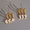 304 Stainless Steel Cubic Zirconia Dangle Stud Earrings for Women SA-CBA183D-11A-G-1