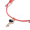 8Pcs 8 Style Heart & Skeleton Key Alloy Enamel Braided Bead Bracelets Set BJEW-JB09772-S-5