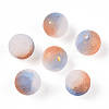 Frosted Baking Painted Crackle Glass Beads with Glitter Powder DGLA-T004-8mm-01B-1