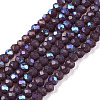Electroplate Opaque Solid Color Glass Beads Strands EGLA-A044-P1mm-L11-1
