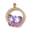 Brass Micro Pave Clear Cubic Zirconia Pendants KK-G439-66G-2