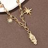 304 Stainless Steel Hamsa Hand Heart Sun Pendant Bib Necklaces for Women NJEW-B151-02G-2