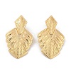 Leaf 304 Stainless Steel Dangle Stud Earrings EJEW-L287-076G-4