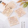 Natural Solid Wood Carved Onlay Applique Craft WOOD-WH0101-52-6