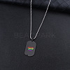 304 Stainless Steel Rainbow Pride Rectangle Dog Tag Pendant Necklaces for Men WG2A5C1-01-1