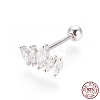 Anti-Tarnish Rhodium Plated 925 Sterling Silver Barbell Cartilage Earrings STER-I018-01P-5