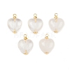 Natural Quartz Crystal Heart Charms KK-B157-38A-G-1