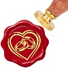 Brass Wax Seal Stamp with Wood Handle AJEW-WH0412-0034-1