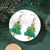 Christmas Tree Handmade Glass Seed Beads Dangle Earrings EJEW-MZ00489-1