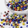 6/0 Opaque Colours Frosted Round Glass Seed Beads SEED-K003-4mm-M01-1