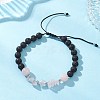 Natural Rose Quartz & Lava Rock Beads Braided Bead Bracelets for Women BJEW-JB12924-02-2
