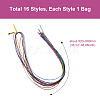 16 Bags 16 Style Metallic/Polyester/Organza/Yarn Cords Cords Hair Braiding String OHAR-KS0001-01-3