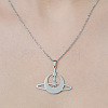Non-Tarnish 201 Stainless Steel Planet Pendant Necklace NJEW-OY002-30-1