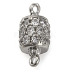 Brass Micro Pave Clear Cubic Zirconia Hollow Column Connector Charms KK-A230-05F-P-1
