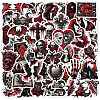 50Pcs Black and Red Gothic Skull Paper Stickers DIY-P085-10-1