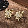 Sun Shape Clear Cubic Zirconia Hoop Earring X-EJEW-C002-10G-RS-1