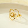 Preserved Flowers 304 Stainless Steel and Epoxy Resin Open Cuff Rings for Women FS-WGCF311-03-2