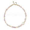 Natural Kunzite Nuggets & Natural Cultured Freshwater Pearl & Keshi Pearl Coin Beaded Bracelets NJEW-JN06574-01-2