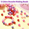 Pink Theme 90Pcs 5 Colors Food Grade Eco-Friendly Silicone Beads SIL-YW0001-43-3