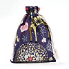 Flower Deer Printed Polycotton(Polyester Cotton) Packing Pouches Drawstring Bags ABAG-T004-10x14-36-2