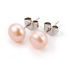 Natural Pearl Beads Ear Studs EJEW-JE02880-2