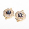 Flat Round Brass Micro Pave Cubic Zirconia Links KK-E371-11G-1