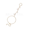 Electroplate Glass Butterfly Charms Finger Ring Bracelet for Women BJEW-JB11770-2