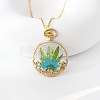 Alloy & Resin Dried Flower Pendant Necklaces WG445DE-03-1