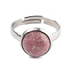 Half Round Natural Rhodonite Finger Rings RJEW-M062-01P-42-2