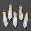 Bullet Natural Quartz Crystal Pointed Pendants G-E332-C28-G-2