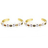 Colorful Cubic Zirconia Flat Cuff Bangle BJEW-N014-002-NF-2