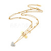 Crystal Rhinestone Heart Pendant Double Layer Necklace with Satellite Chains NJEW-P229-01G-2