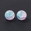 Frosted Crackle Glass Beads GLAA-P029-05-4