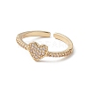 Heart Clear Cubic Zirconia Cuff Ring RJEW-M146-13G-2