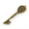 Skeleton Key Tibetan Style Alloy Big Pendant Cabochon Settings TIBEP-S292-05AB-FF-3