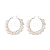 Natural Pearl Wire Wrapped Beaded Hoop Earrings for Women EJEW-JE04758-02-1